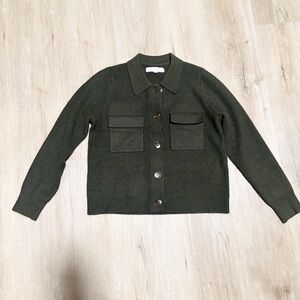 Loft‎ Olive Green Button-Up Cardigan